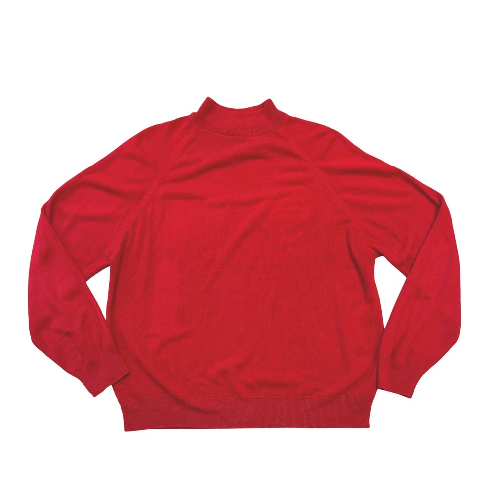 Vintage 80s St Bernard Red Mock Neck Knit Sweater Top UK 18-20 Dunnes Jumper EUC